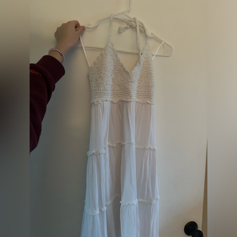 white halter neck summer dress